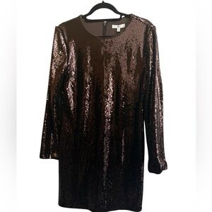 Banana Republic Sequin Long Sleeve Dress Dark Brown Large